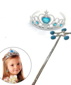 TTT Mavi Ponponlu Elsa Asası ve Kalp Taşlı Elsa Tacı