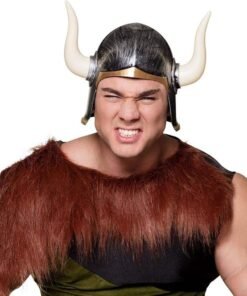 TTT Mega Boynuzlu Viking Ivar Kaskı Eskitilmiş Desen Gümüş Renk