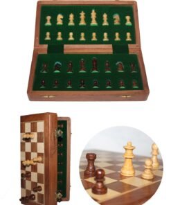 TTT Mıknatıs Taşlı Ahşap Katlanabilir Kutulu Satranç Oyunu 30 Cm