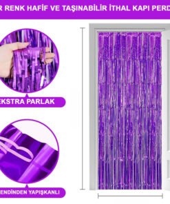 TTT Mor Ekstra Metalize Saçaklı Arka Fon Perde