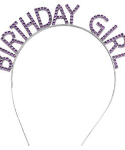 TTT Mor Renk Kristal Taşlı Parlak Birthday Girl Yazılı Taç