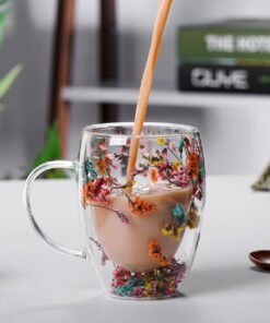 TTT Orjinal Kurutulmuş Çiçekli Kupa Bardak