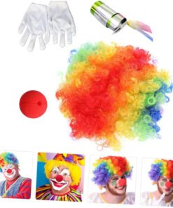 TTT Palyaço Saç, Burun, Eldiven, Baston Seti 4'lü