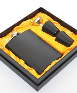 TTT Paslanmaz Çelik 2 Shot Bardaklı Matara Seti Siyah Renk