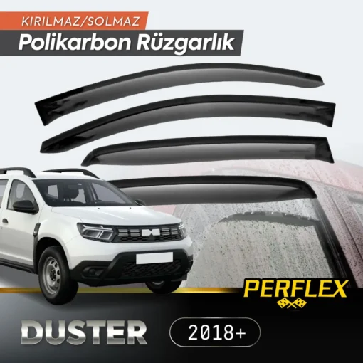 TTT Perflex Polikarbon Kırılmaz Rüzgarlık V2 Düz Dacia Duster 2018+
