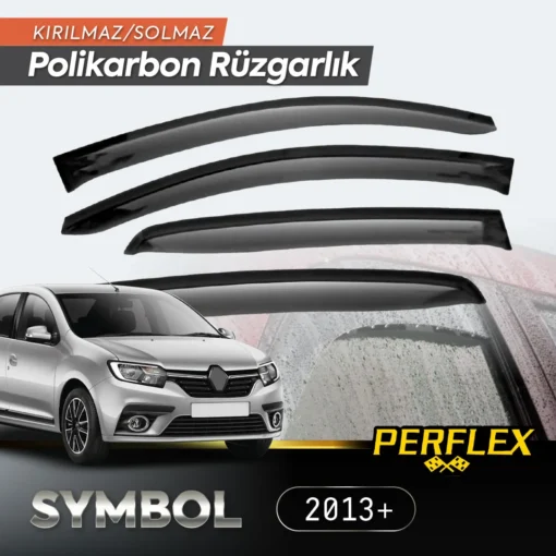 TTT Perflex Polikarbon Kırılmaz Rüzgarlık V2 Düz Renault Symbol 2013+