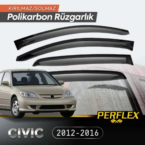 TTT Perflex Polikarbon Kırılmaz Rüzgarlık V2 Mugen Honda Civic 2001-2006