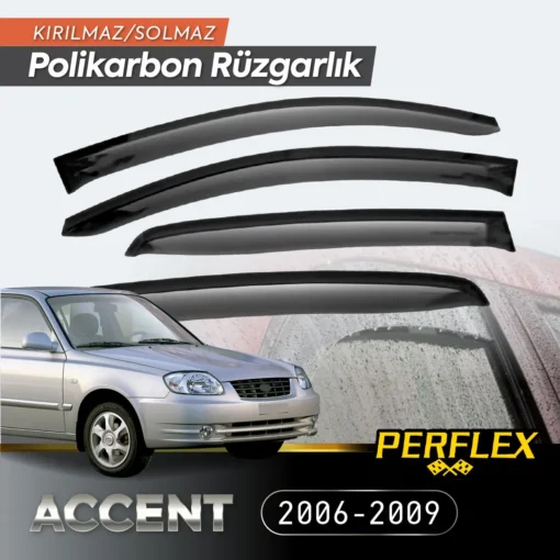 TTT Perflex Polikarbon Kırılmaz Rüzgarlık V2 Mugen Hyundai Accent 2006-2009