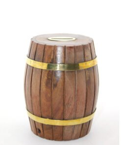 TTT Pirinç Ahşap Fıçı Kumbara 12.5 Cm