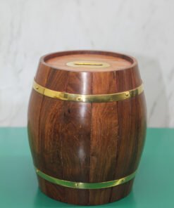 TTT Pirinç Ahşap Fıçı Kumbara