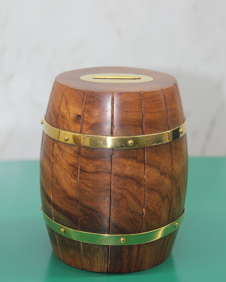 TTT Pirinç Detaylı Fıçı Kumbara Model 4