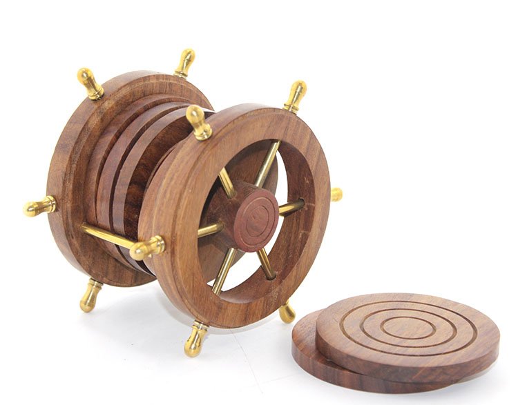 TTT Pirinç Dümenli Ahşap Bardak Altı