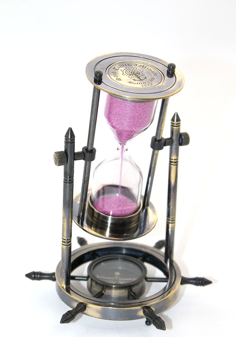 TTT Pirinç Dümenli Pusulalı Kum Saati