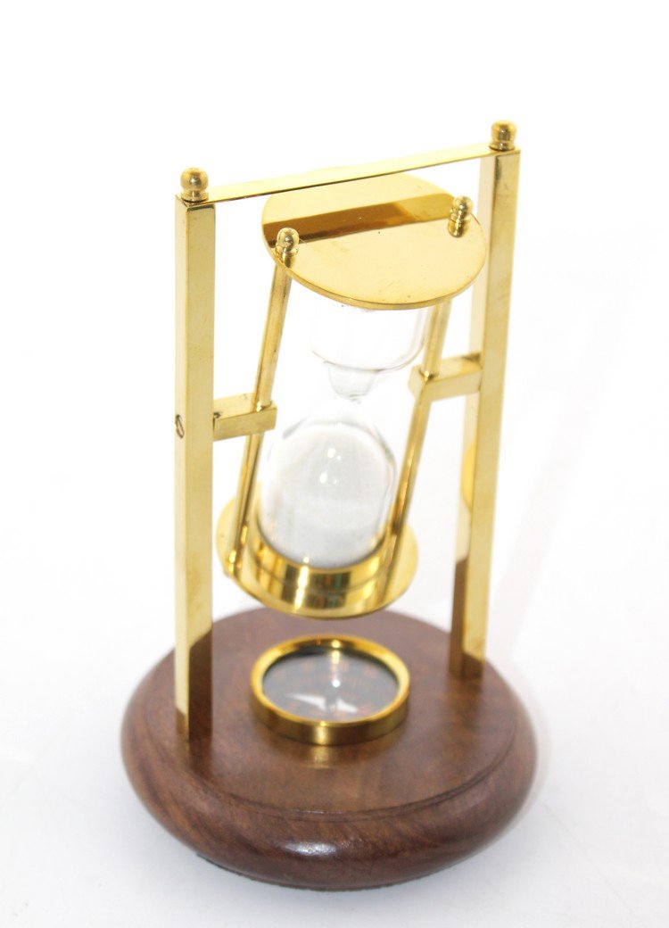 TTT Pirinç Pusulalı Kum Saati Model 2