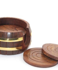 TTT Pirinç Yuvarlak Ahşap Bardak Altı