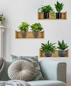 TTT Raflı Bitki Tasarımlı Yapışkanlı Sticker 20*30 cm 3lü Set