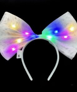 TTT Rengarenk Led Işıklı Fiyonk Tül Parti Tacı Beyaz