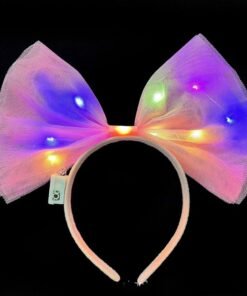 TTT Rengarenk Led Işıklı Fiyonk Tül Parti Tacı Pembe