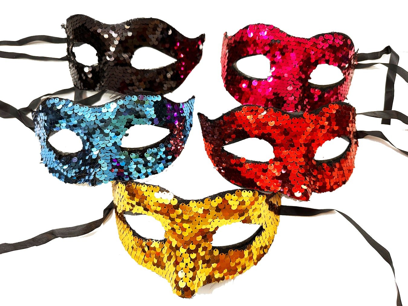 TTT Rengarenk Pullu Payetli Parti Maskesi Venedik Balo 5 Adet