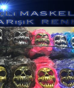 TTT Saçlı Kuru Kafa İskelet Maske 1 Adet