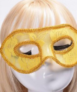 TTT Sarı Dantel Tül Parti Maskesi
