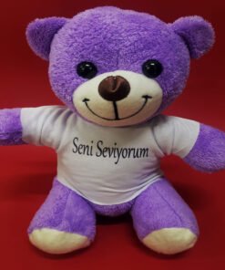 TTT Seni Seviyorum Tişörtlü Mor Peluş Ayıcık