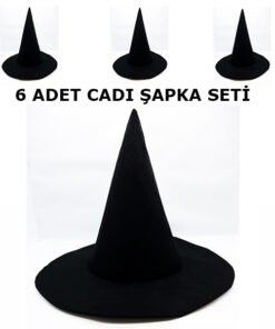 TTT Siyah Cadı Şapkası Keçe Yetişkin Boy 6 Adet