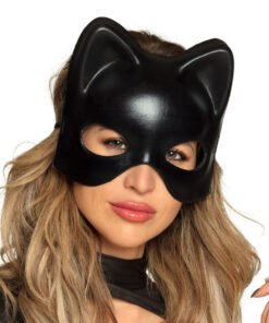 TTT Siyah Deri Görünümlü Kedi Maskesi