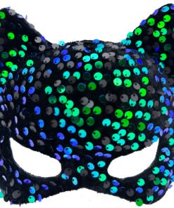 TTT Siyah Kadife Mavi Yeşil Parti Maskesi