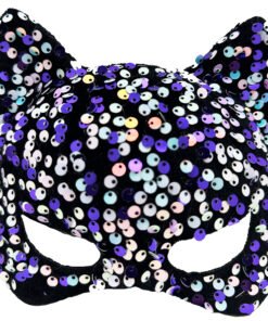 TTT Siyah Kadife Mor Beyaz Pullu Parti Maskesi