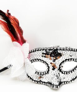 TTT Siyah Kadife Rengarenk Pullu Maske