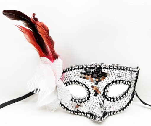 TTT Siyah Kadife Rengarenk Pullu Maske