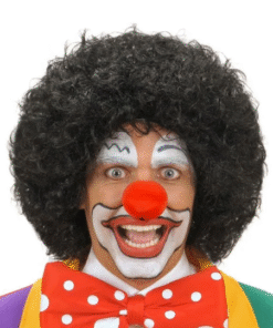 TTT Siyah Kıvırcık Afro Peruk ve Kırmızı Sünger Burun Seti