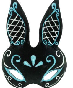 TTT Siyah Mavi Beyaz Simli Tavşan Maskesi