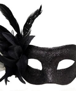 TTT Siyah Metalize Tüylü Parti Maskesi