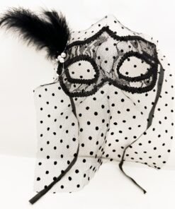 TTT Siyah Puantiyeli Duvaklı İncili Parti Maskesi