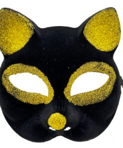 TTT Siyah Renk Gold Simli Kedi Maskesi