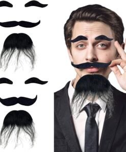 TTT Siyah Renk Kendinden Yapışkanlı Takma Sakal Bıyık ve Kaş Seti