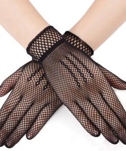 TTT Siyah Renk Likralı File Eldiven Parmaklı Örgü Eldiven Yetişkin Boy