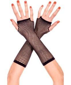 TTT Siyah Renk Uzun File Eldiven - Örgü Eldiven Siyah Renk