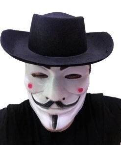 TTT Siyah Renkli Delikli Çocuk Boy Vendetta Şapkası ve Vendetta Maskesi