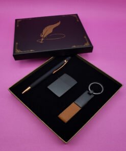 TTT Siyah Rubber Kalem Çakmak ve Anahtarlık Hediye Seti