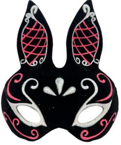 TTT Siyah Süet Tavşan Maskesi Simli