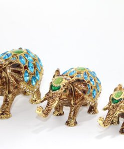 TTT Swarovski Taşlı 3'lü Fil Figürü Model 2