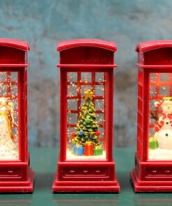 TTT Telefon Kulübeli Işıklı Kar Küresi Kırmızı Tasarım