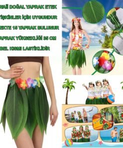 TTT Tropikal Esintili Hawaii Yapraklı Parti Eteği Yetişkin Boy