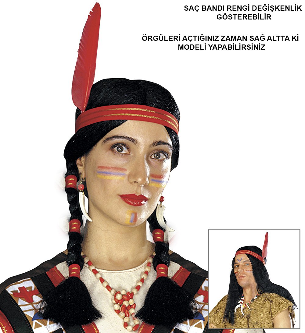 TTT Tüylü Örgülü Kızılderili Parti Peruğu