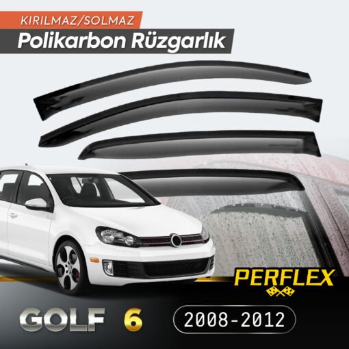 TTT VW Golf 6 2008-2012 Cam Rüzgarlığı V2 Düz