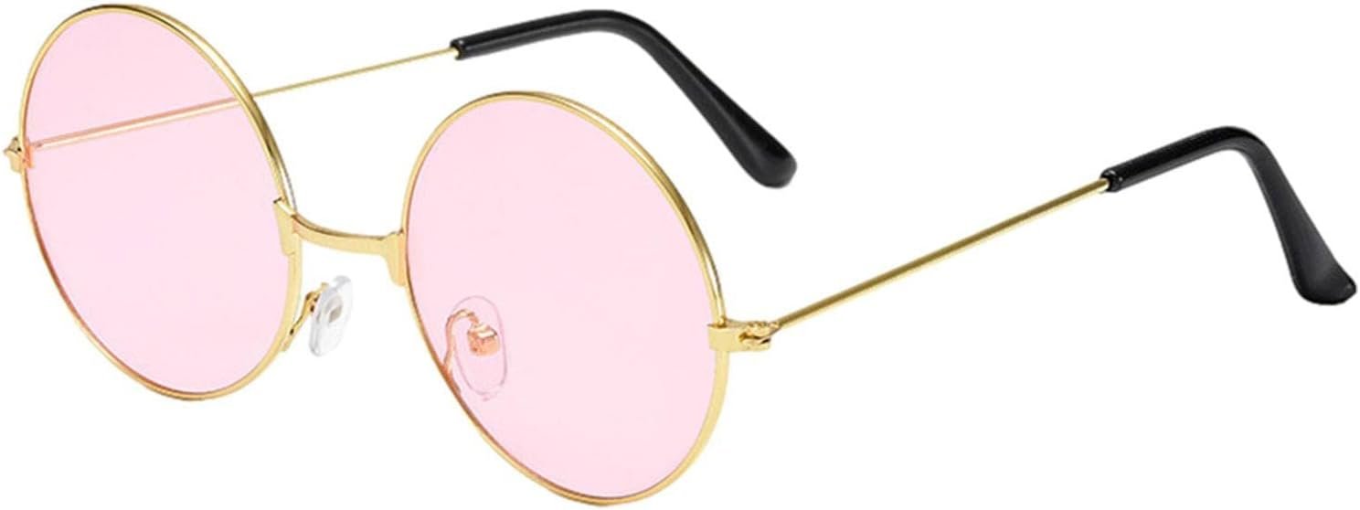 TTT Yuvarlak Cam John Lennon Tarzı Gold Pembe Gözlük