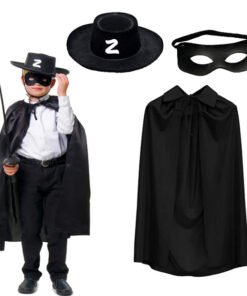 TTT Zorro Pelerin Şapkası ve Maske Seti Çocuk Boy